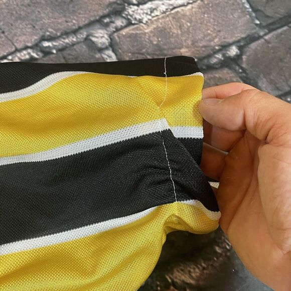 Vintage Nike Soccer Jersey Yellow Black Striped Center Swoosh Size M 90s Team - Picture 10 of 16